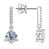 2ct Round Cut Moissanite Drop Earrings